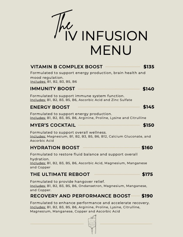 IV Infusion Menu